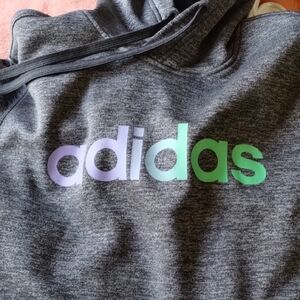 Adidas Women's Charcoal Hoodie with Pastel Logo